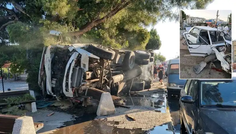 Freni Patlayan Kamyonun Dehşet Anı: Trafik Işığında Otomobillere Çarptı